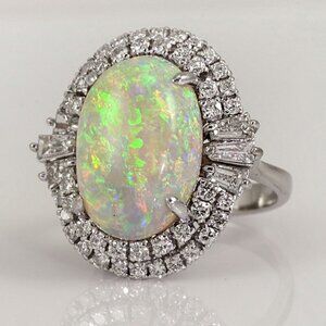 ✨ 925 Silver Plated Shiny Super Large Oval Gemstone Ring for Women, VIP038